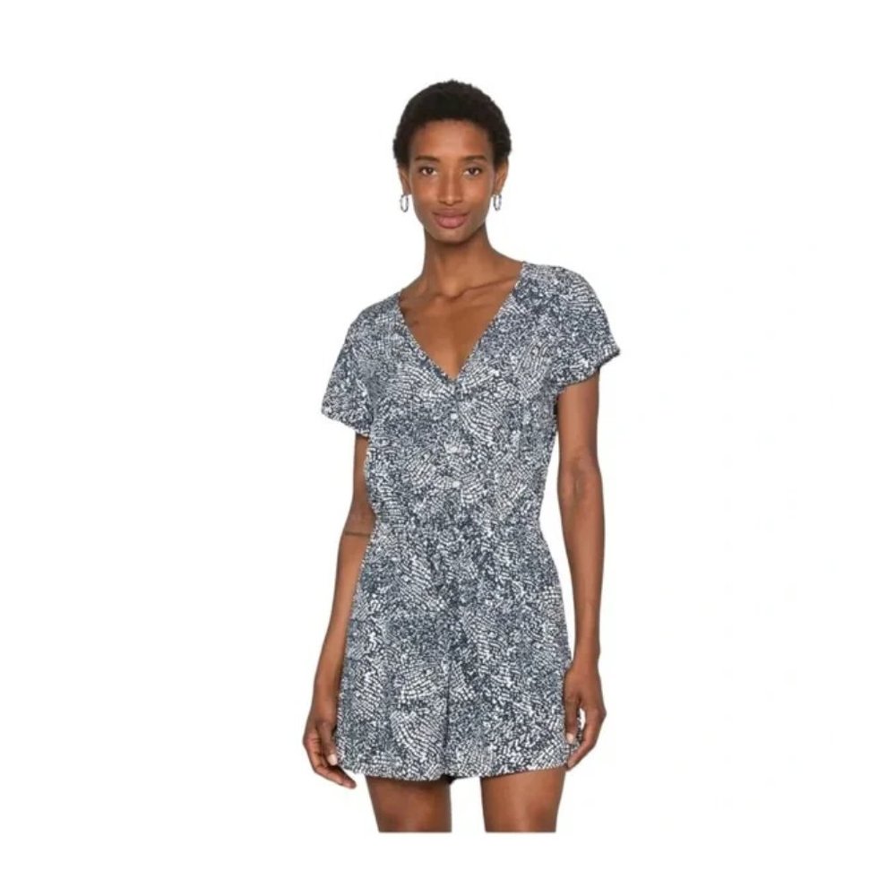 Gap Navy/White Short Sleeve Elastic Waistline Romper Size Medium